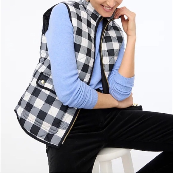 J. Crew Jackets & Blazers - J Crew navy buffalo plaid quilted vest